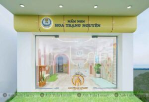 Khu vực sảnh vào trường mầm non Hoa Trạng Nguyên