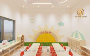 Phòng học trường mầm non Hoa Trạng Nguyên được Anh Tuấn Luxury thiết kế