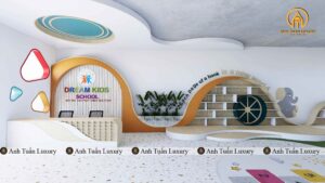 Khu vực sảnh bàn lễ tân trường mầm non dream kids